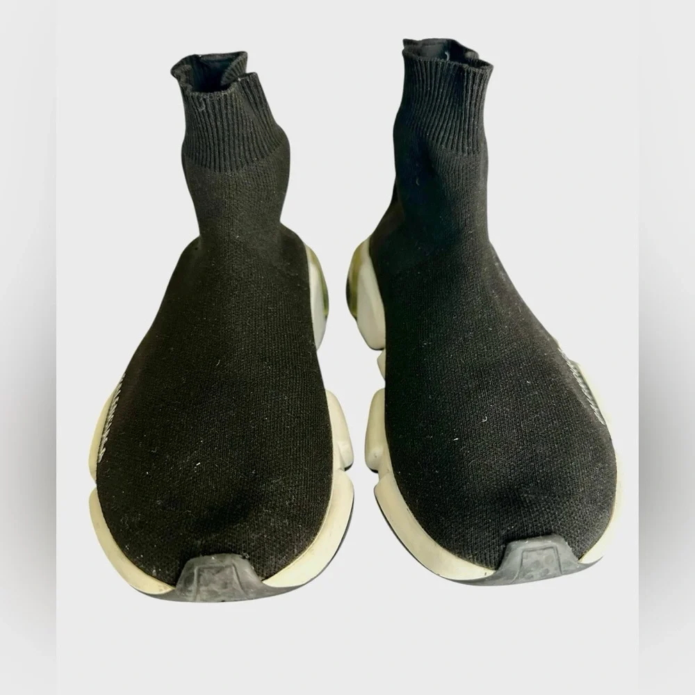 Balenciaga Black Fabric Speed Trainer Slip-Sneakers in Black US 8